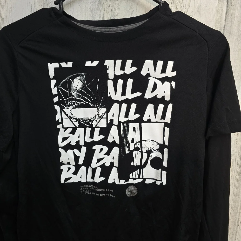 Old Navy Active Boys Black Graphic Long Sleeve Shirt Size Large 10-12